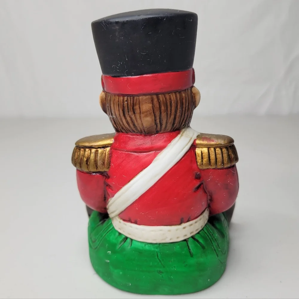Vintage Ceramic Toy Soldier Drummer Music Box ~‎ Plays Jingle Bells